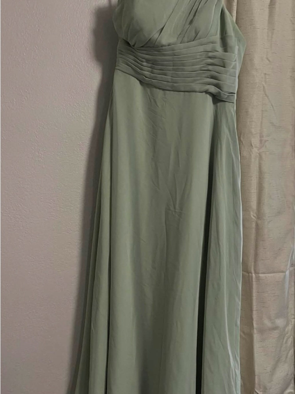 Azazie One-Shoulder Sage Green Chiffon Gown